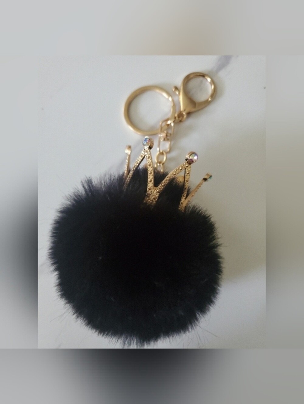 Plush Pom Pom Crown Key Chain/Bag Charm - Picture 4 of 6